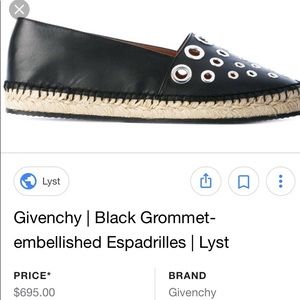 Givenchy embellished grommet espadrille brand new